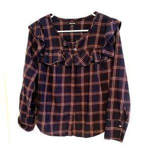 Madewell ruffle flannel shirt sz small